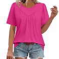thumbnail image 1 of Amzcrzy Womens Tops Trendy Short Sleeve T Shirts for Women Comfortable Pleated Crew Neck Summer Tops Versatile Casual Loose Solid Color Beach Vacation Outfits M, 1 of 9