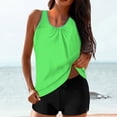 thumbnail image 1 of Amzcrzy Womens Tummy Control Swimsuits Plus Size Blouson Striped Printed Tankini Swimsuits 2 Piece Bathing Suits Tops with Boyshorts Modest Loose Fit Swimwear S-XXL, 1 of 7