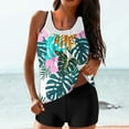 thumbnail image 1 of Amzcrzy Womens Tummy Control Swimsuits Plus Size Blouson Striped Printed Tankini Swimsuits 2 Piece Bathing Suits Tops with Boyshorts Modest Loose Fit Swimwear S-XXL, 1 of 6