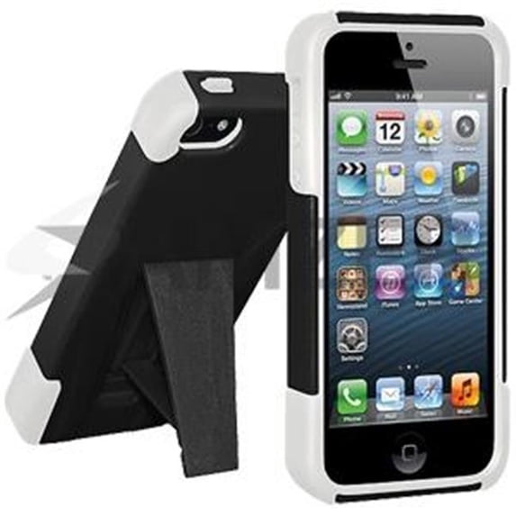 Amzer Double-Layer Hybrid Case with Kickstand for Apple iPhone 5/5S/SE