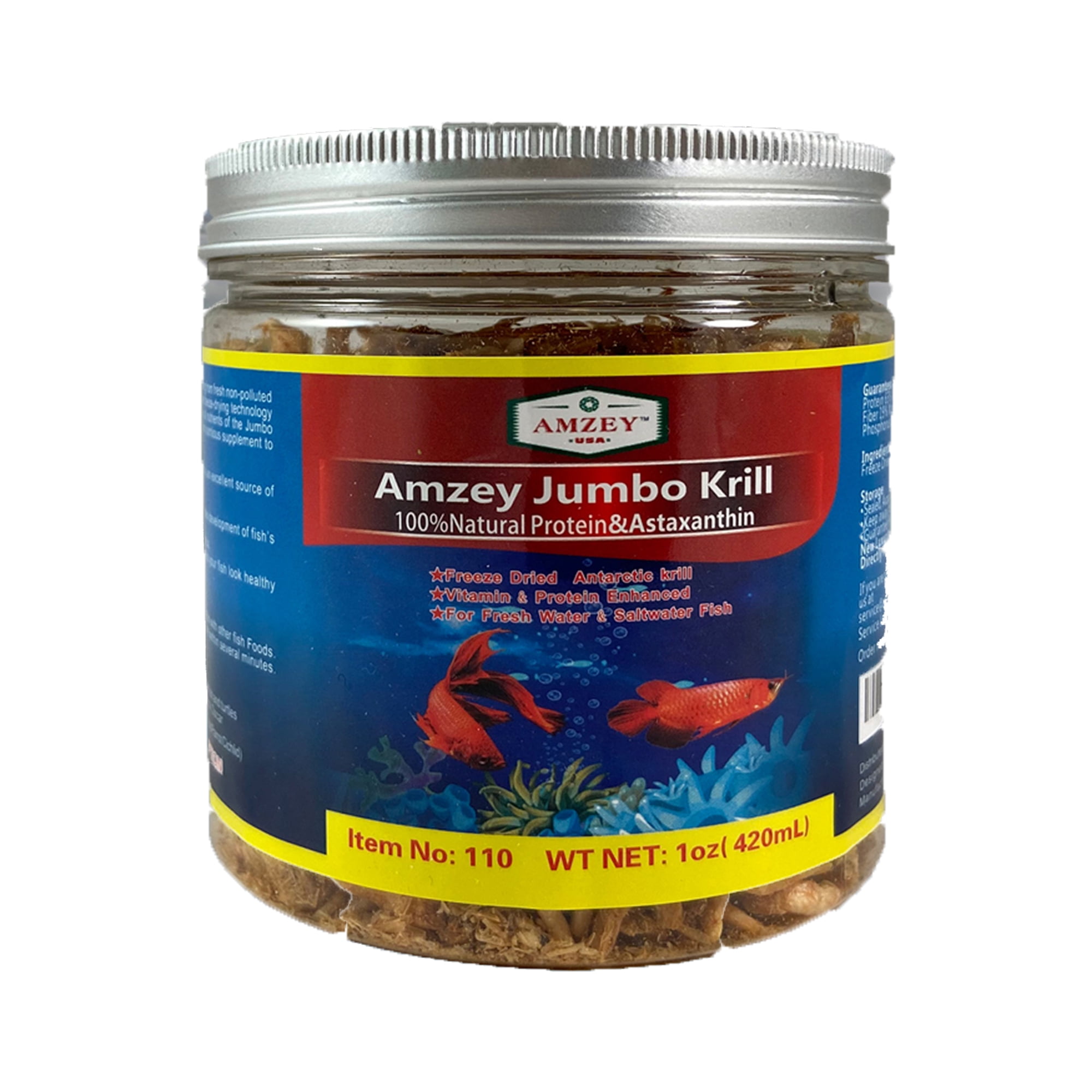 Amzey 1 oz Freeze Dried Jumbo Krill for Tropical Marine Fish, Turtles ...