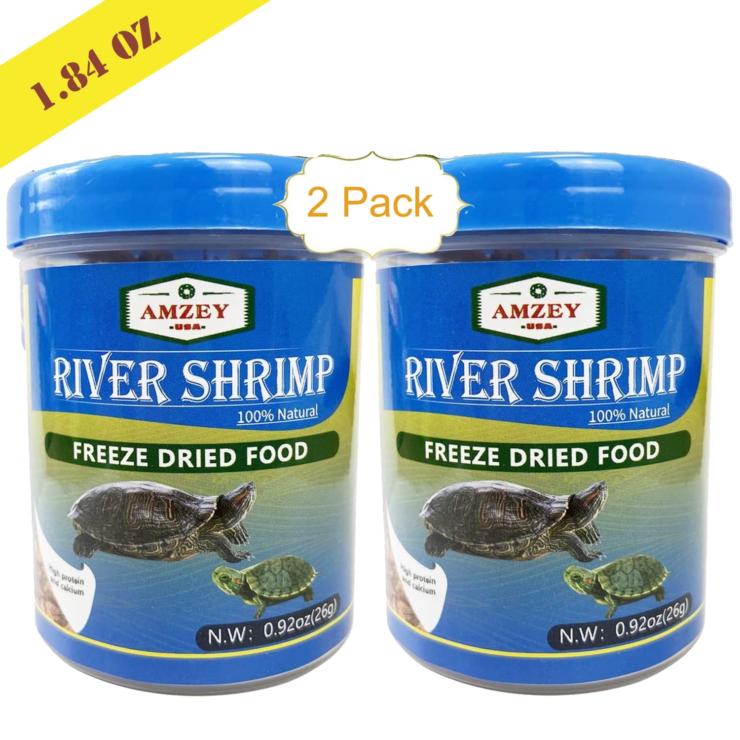 Amzey 2 Pack 0.92 oz Dried River Shrimp for Aquatic Turtles, Newts ...