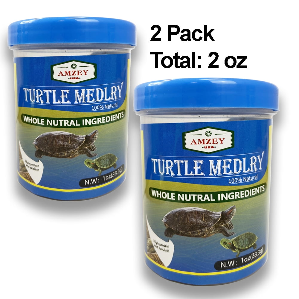 Amzey 2 Pack Aquatic Turtle Medley Treat Food, 100 Natural Aquarium