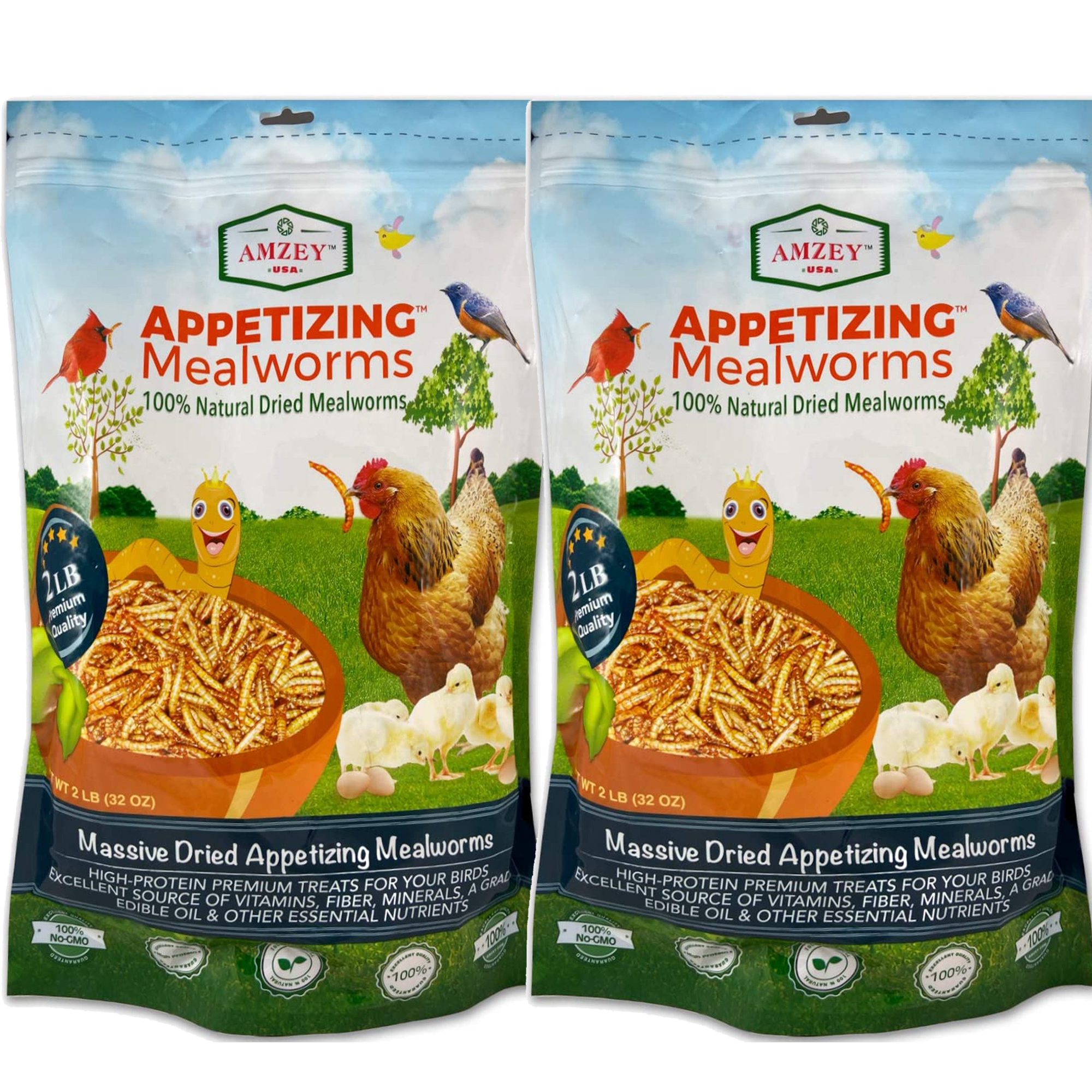 Amzey 4lb Dried Mealworms, 100% Natural Wild Birds Treats, Meal Worms ...
