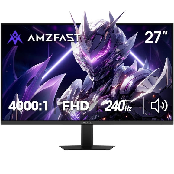 Amzfast 27 Inch 240Hz Gaming Monitor, FHD Fast VA Panel 4000:1 Contrast Computer Monitor with Speakers, HDMI DP Ports 125% sRGB VESA Support for Gmaing Office (One DP Cable Included, AMZG27F5 Pro)