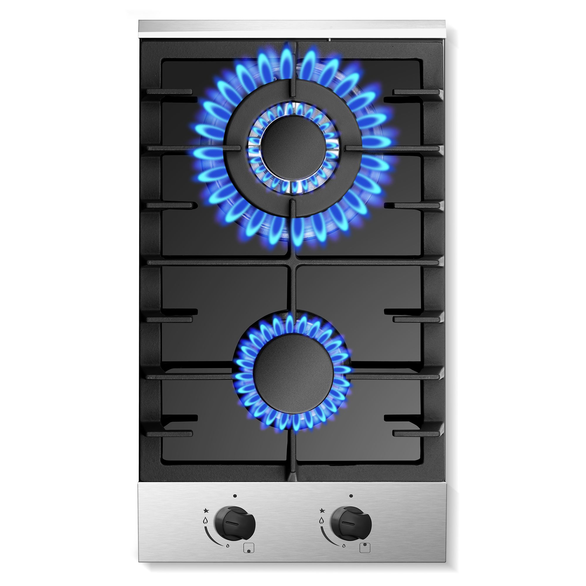 Amzgachfktch 2 Burners Gas Cooktop Stove Oven 12 inch Stainless Steel NG/LPG Convertible Easy Clean