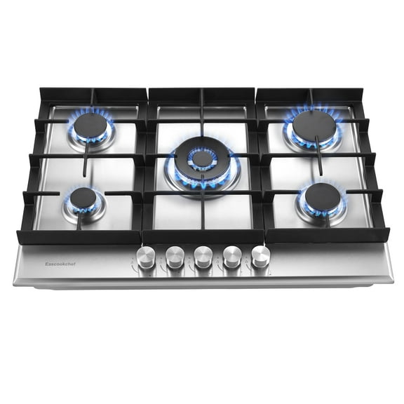 Amzgachfktch 5 Burners Gas Cooktop Stove Oven 30 inch Stainless Natural Gas/LPG Convertible Built-in