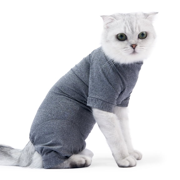 Amztom Cat Anti-Shedding Recovery Suit, Post-Op Four-Leg Onesie with High Elastic Breathable Fabric, Prevents Licking & Infection,XS