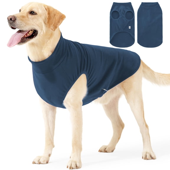 Amztom Dog Winter Fleece Vest, Warm Thermal Home Wear with High Elastic Snug Fit, Soft Cozy Puffer Vest for Cold Weather, (Navy Blue ,S)