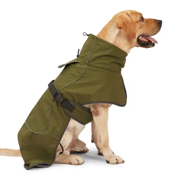 Amztom Dog Winter Waterproof Coat, Warm Fleece Lined Snowsuit with High Neck & Reflective, Windproof Puffer Jacket for Cold Weather,(Green, XS)