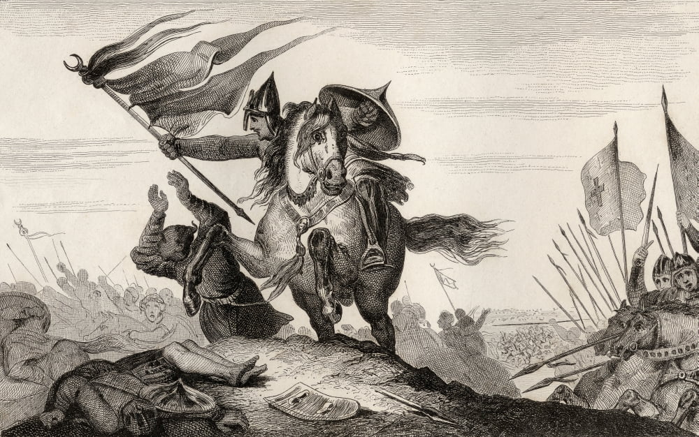 An 8Th Century French Knight In Battle From Histoire De France By Colart Published Circa 1840 Canvas Art - Ken Welsh Design Pics (18 x 11)