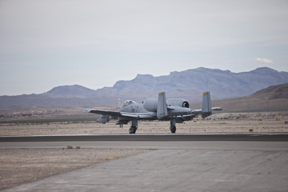 An A-10 Thunderbolt taxis to the runway at Nellis Air Force Base Nevada Canvas Art - Terry MooreStocktrek Images (18 x 12)