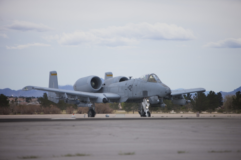 An A-10 Thunderbolt taxis to the runway at Nellis Air Force Base Nevada Canvas Art - Terry MooreStocktrek Images (18 x 12)