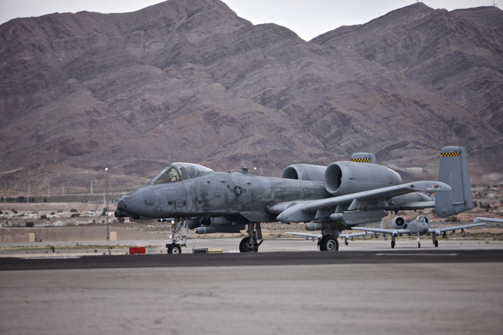 An A-10 Thunderbolt taxis to the runway at Nellis Air Force Base Nevada Canvas Art - Terry MooreStocktrek Images (35 x 23)