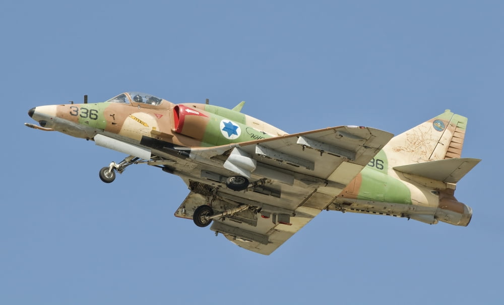 An A-4 Ayit ground-attack aircraft of the Israeli Air Force Canvas Art - Giovanni CollaStocktrek Images (36 x 22)