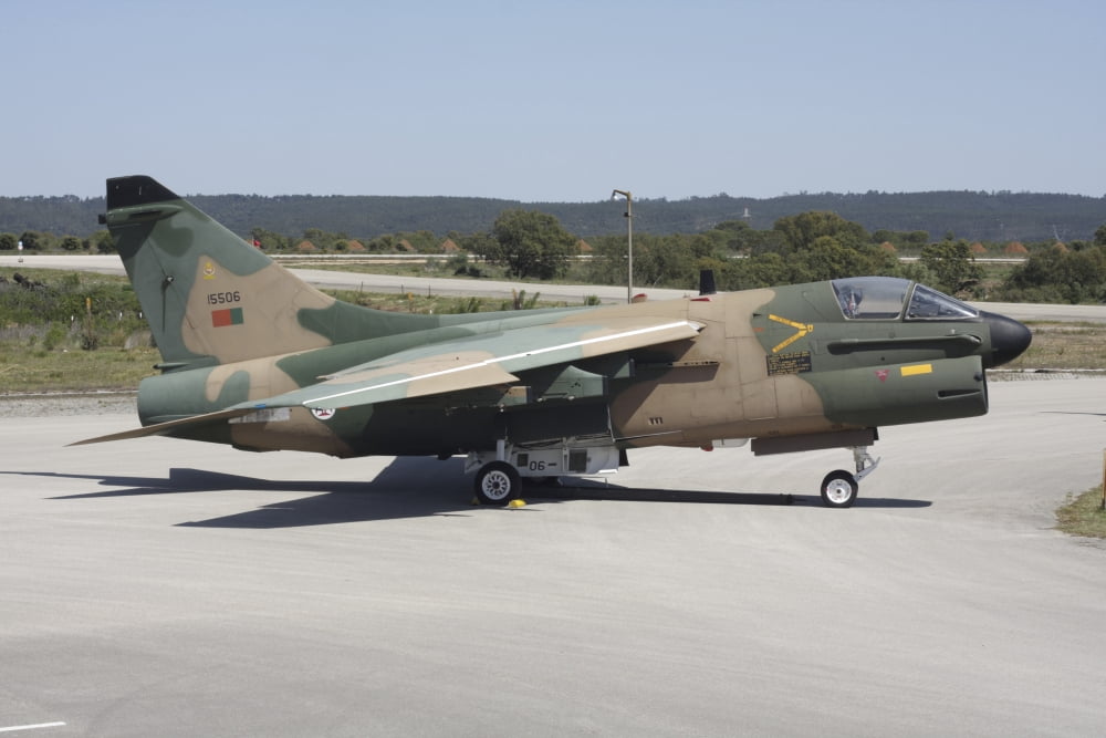 An A-7P Corsair II of the Portuguese Air Force Canvas Art - Timm ZiegenthalerStocktrek Images (18 x 12)