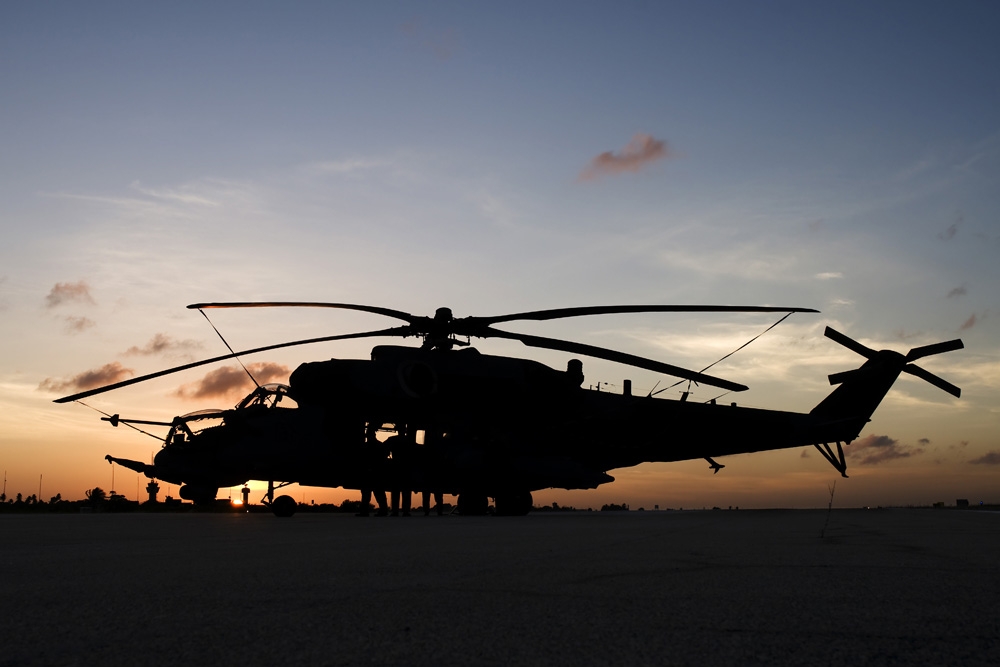 An AH-2 Sabre at sunset in Natal Brazil Canvas Art - Daniele FaccioliStocktrek Images (17 x 12)