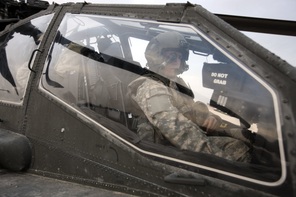 An AH-64D Apache Longbow Block III prepares for takeoff Canvas Art - Terry MooreStocktrek Images (35 x 23)