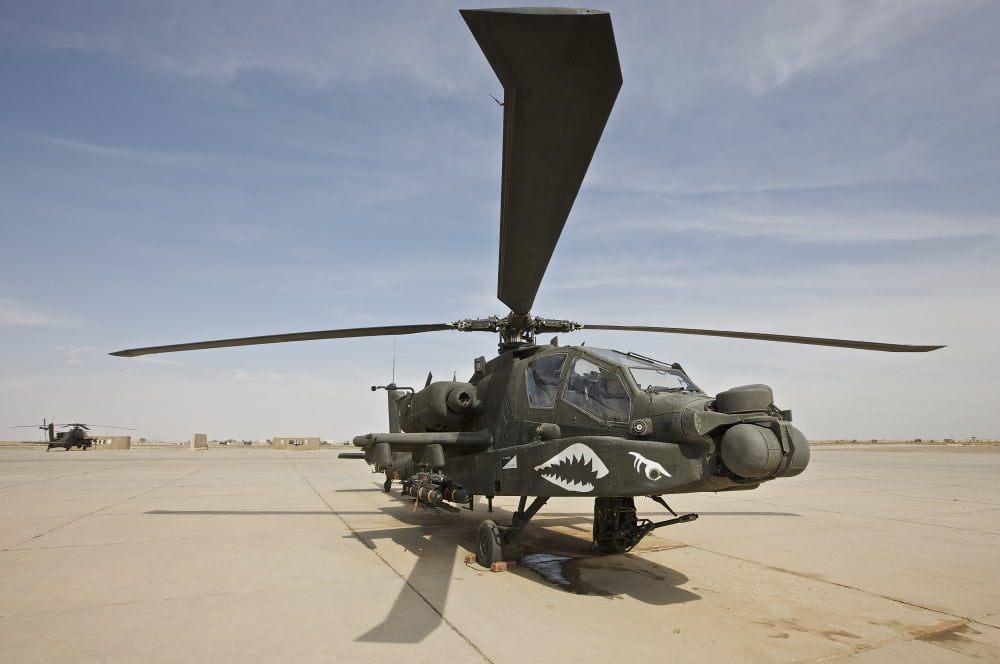 An AH-64D Apache helicopter at COB Speicher Tikrit Iraq Canvas Art - Terry MooreStocktrek Images (18 x 12)