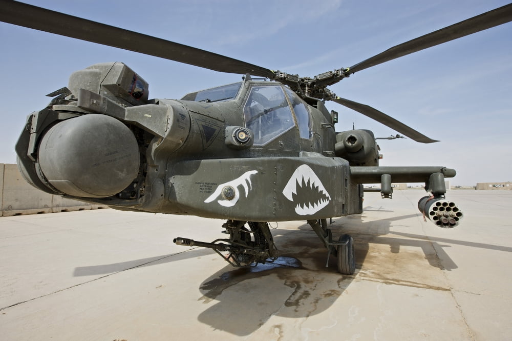 An AH-64D Apache helicopter at COB Speicher Tikrit Iraq Canvas Art - Terry MooreStocktrek Images (18 x 12)
