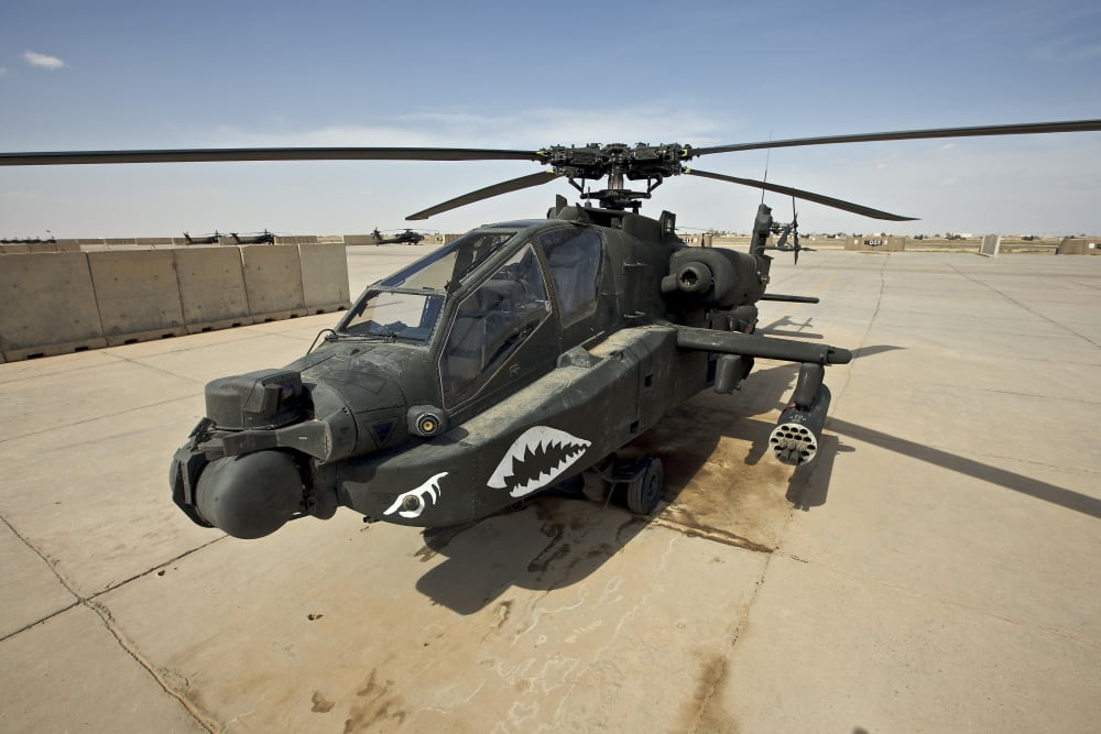 An AH-64D Apache helicopter at COB Speicher Tikrit Iraq Canvas Art - Terry MooreStocktrek Images (35 x 23)