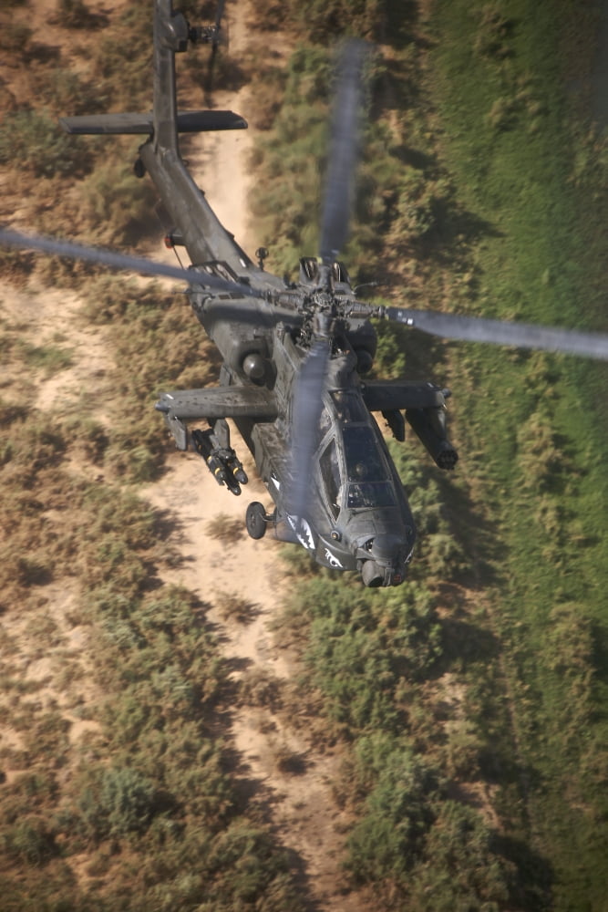 An AH-64D Apache helicopter in flight over Northern Iraq Canvas Art - Terry MooreStocktrek Images (23 x 35)
