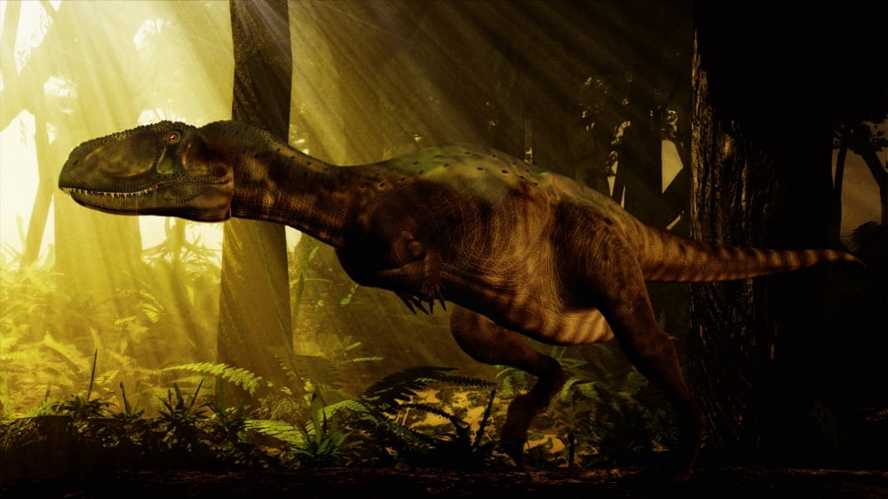 An Abelisaurus moves stealthily though the forest Canvas Art - Philip BrownlowStocktrek Images (19 x 11)