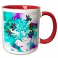 thumbnail image 1 of 3drose, an Abstract Photograph of Abelia Flowers in Teal, Purple, and Green., 11oz Two-tone Red Mug, 1 of 6