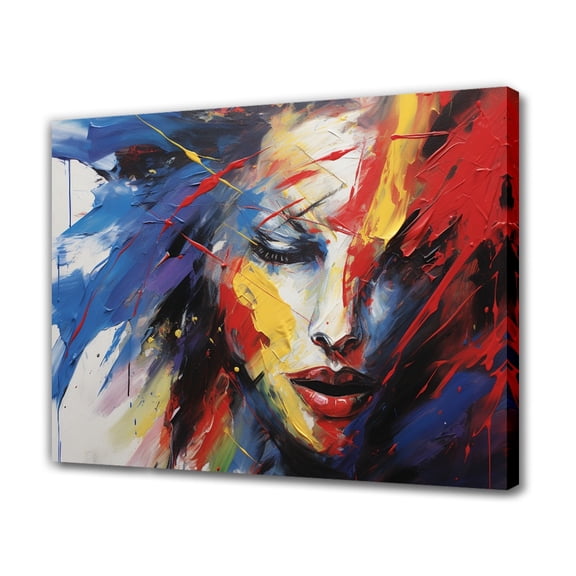 An Abstract Portrait Of a Woman With Colors And Simplified Facial Features Poster Decorative Painting Canvas Wall Art Living Room Posters Bedroom Painting,Frame-style,20x30inch(50x75cm)