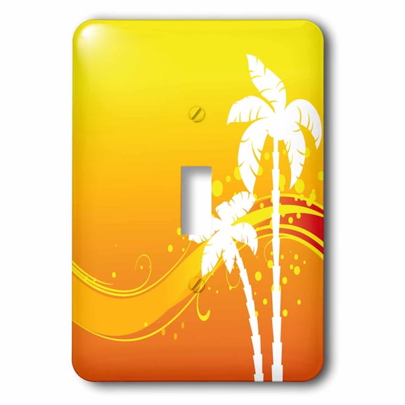 3dRose, An Abstract Scene Of Palm Trees In White, Orange, and Yellow, single toggle switch