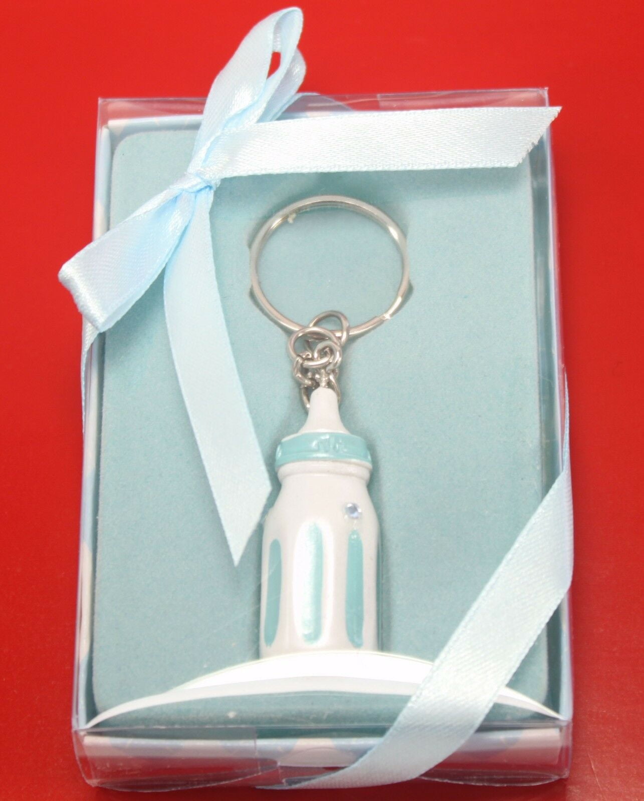An Adorable Blue Baby Bottle Key Chains Keepsake Baby Shower Gifts  KBA001