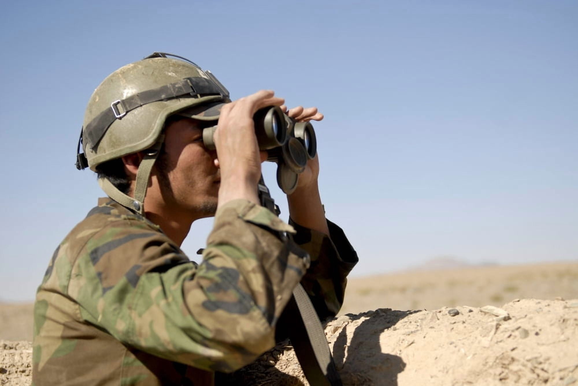 An Afghan Commando scans the horizon for enemy activity Canvas Art - Stocktrek Images (34 x 23)