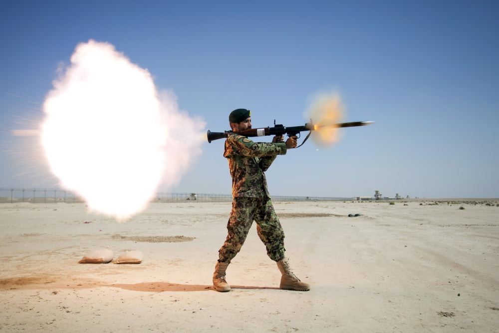 An Afghan National Army soldier fires a RPG-7 Canvas Art - Stocktrek Images (35 x 23)