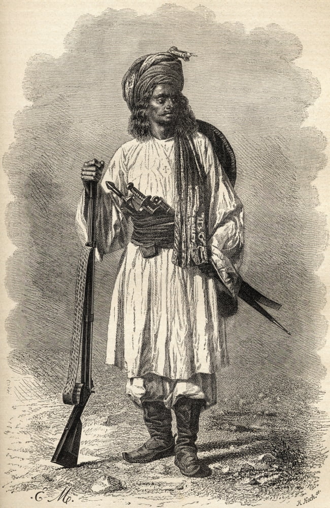 An Afghan Soldier In The 19Th Century From El Mundo En La Mano Published 1878 Canvas Art - Ken Welsh Design Pics (11 x 18)