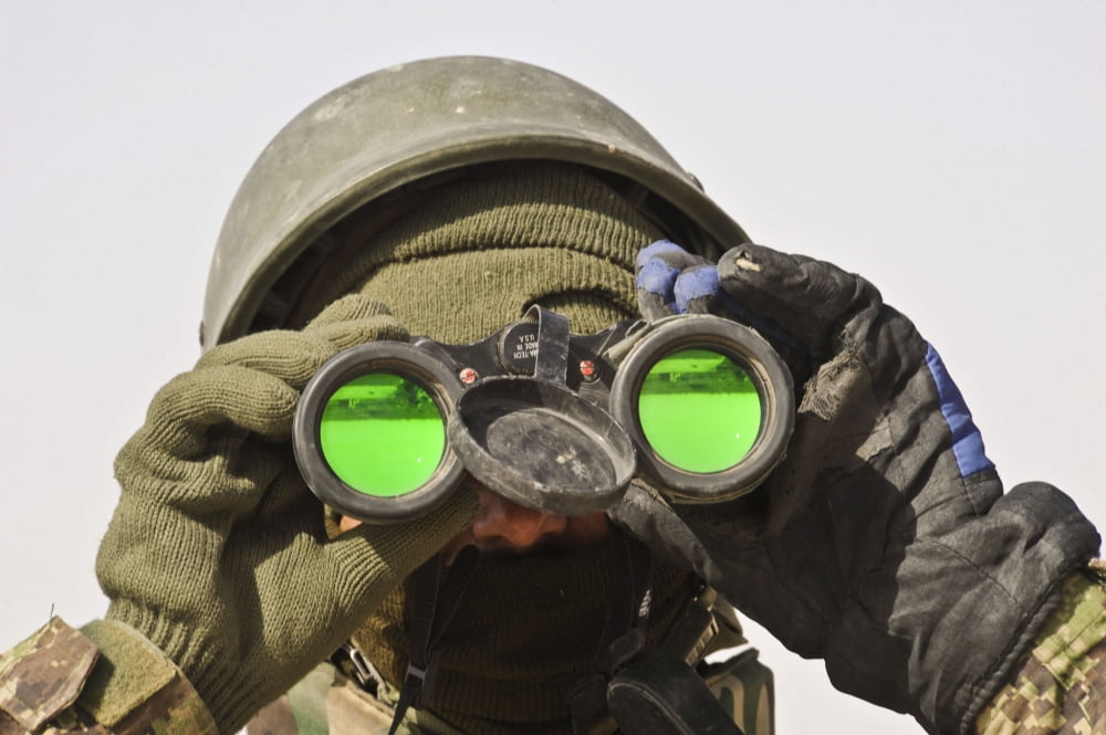 An Afghan soldier scans the horizon for enemy movements Canvas Art - Stocktrek Images (34 x 23)