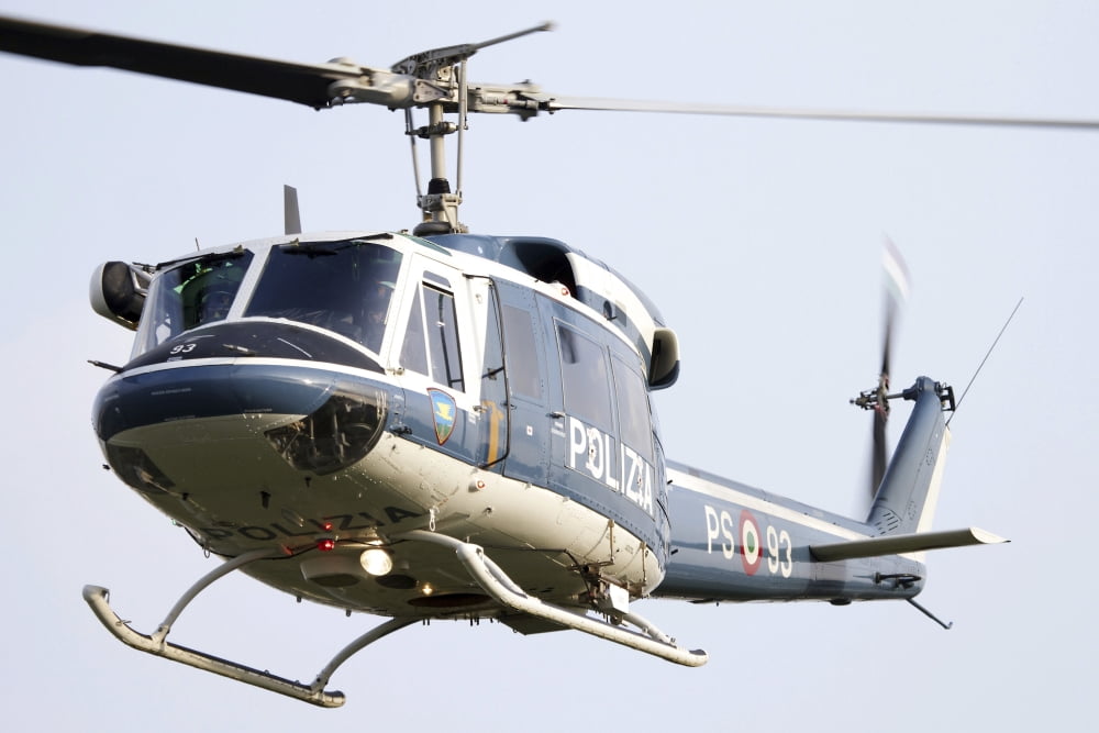 An Agusta Bell 212 of Italys State Police in flight over Italy Canvas Art - Luca NicolottiStocktrek Images (17 x 12)