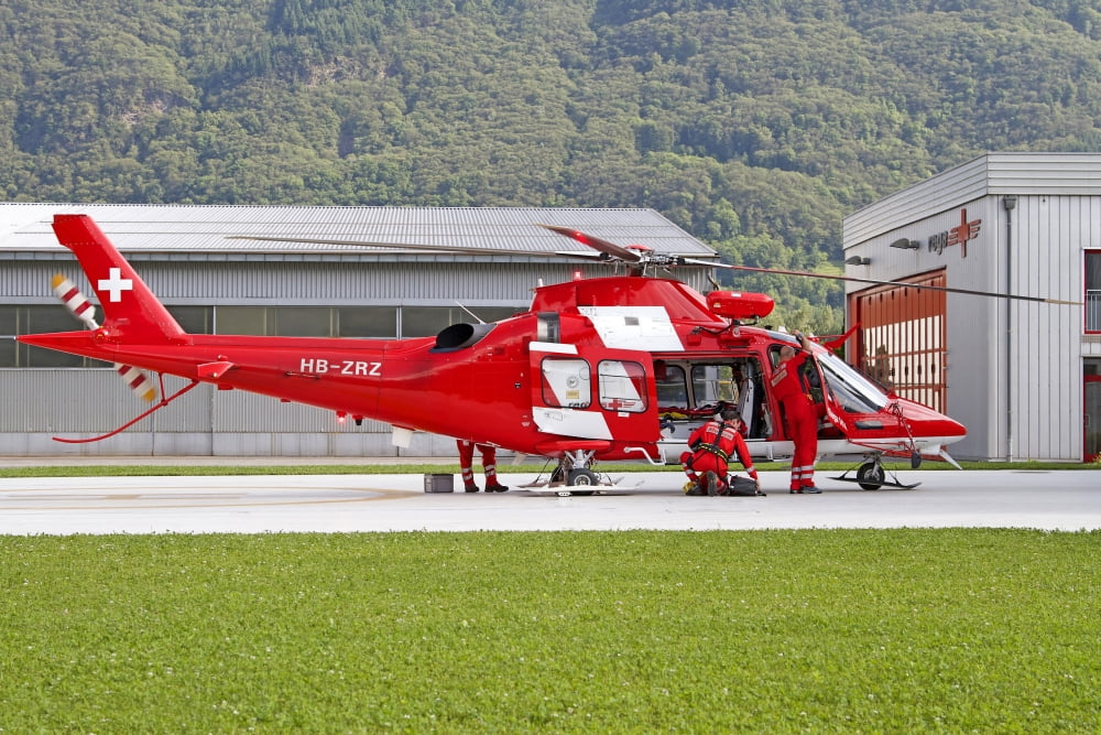 An AgustaWestland AW109 helicopter of the Swiss Air Rescue Canvas Art - Luca NicolottiStocktrek Images (35 x 23)