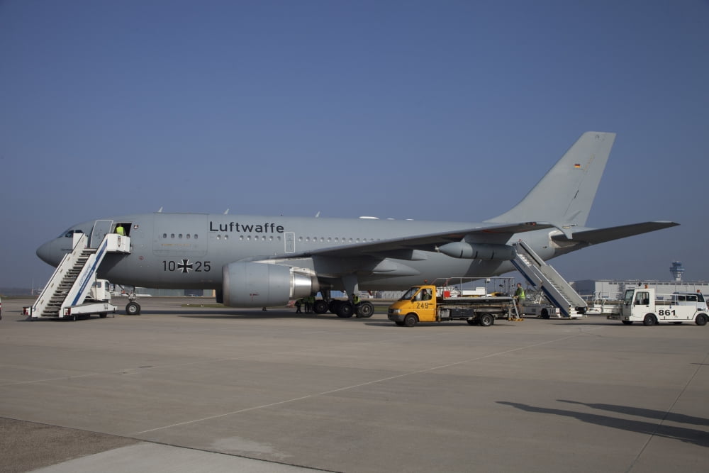 An Airbus A310 MRTT Tanker of the German Air Force Canvas Art - Timm ZiegenthalerStocktrek Images (35 x 23)