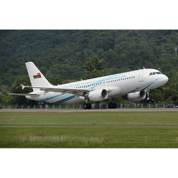 An Airbus A320 of the Royal Air Force of Oman taking off Poster Print