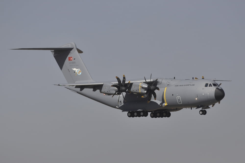 An Airbus A400M Atlas of the Turkish Air Force Canvas Art - Giorgio CiariniStocktrek Images (17 x 12)