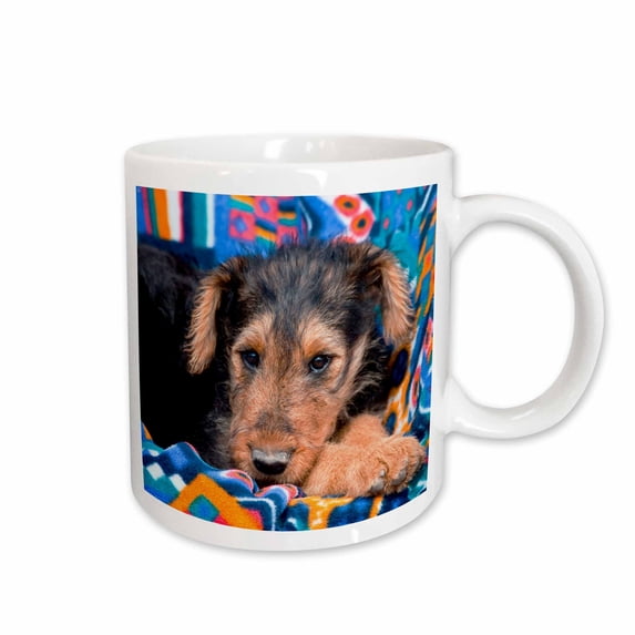 3drose, an Airedale Puppy Dog Lying Down - Us32 Zmu0005 - Zandria Muench Beraldo, 15oz Mug