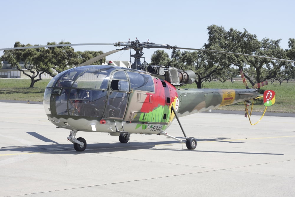 An Alouette III light utility helicopter of the Portuguese Air Force Canvas Art - Timm ZiegenthalerStocktrek Images (18 x 12)