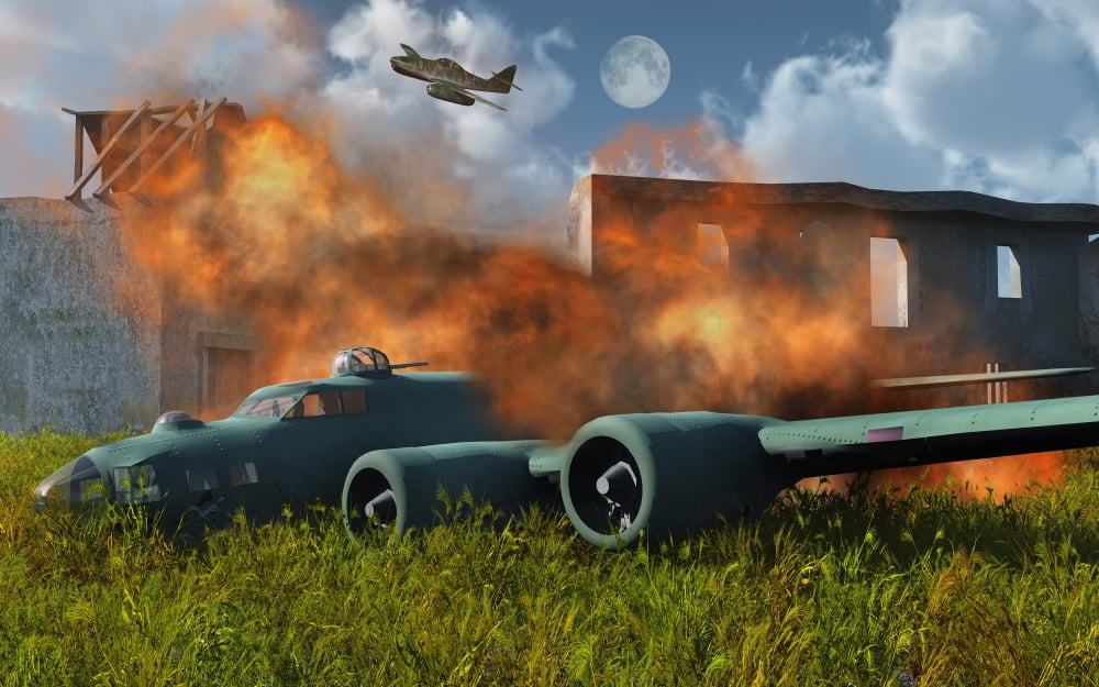 An American B-17 Flying Fortress shot down during World War II Canvas Art - Mark StevensonStocktrek Images (36 x 23)