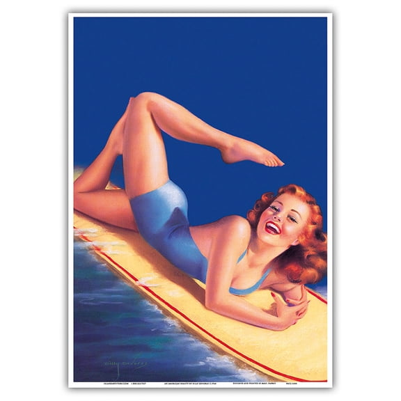An American Beauty - Surfer Girl - Vintage Pin Up by Billy DeVorss c.1946 - Master Art Print 10in x 14in
