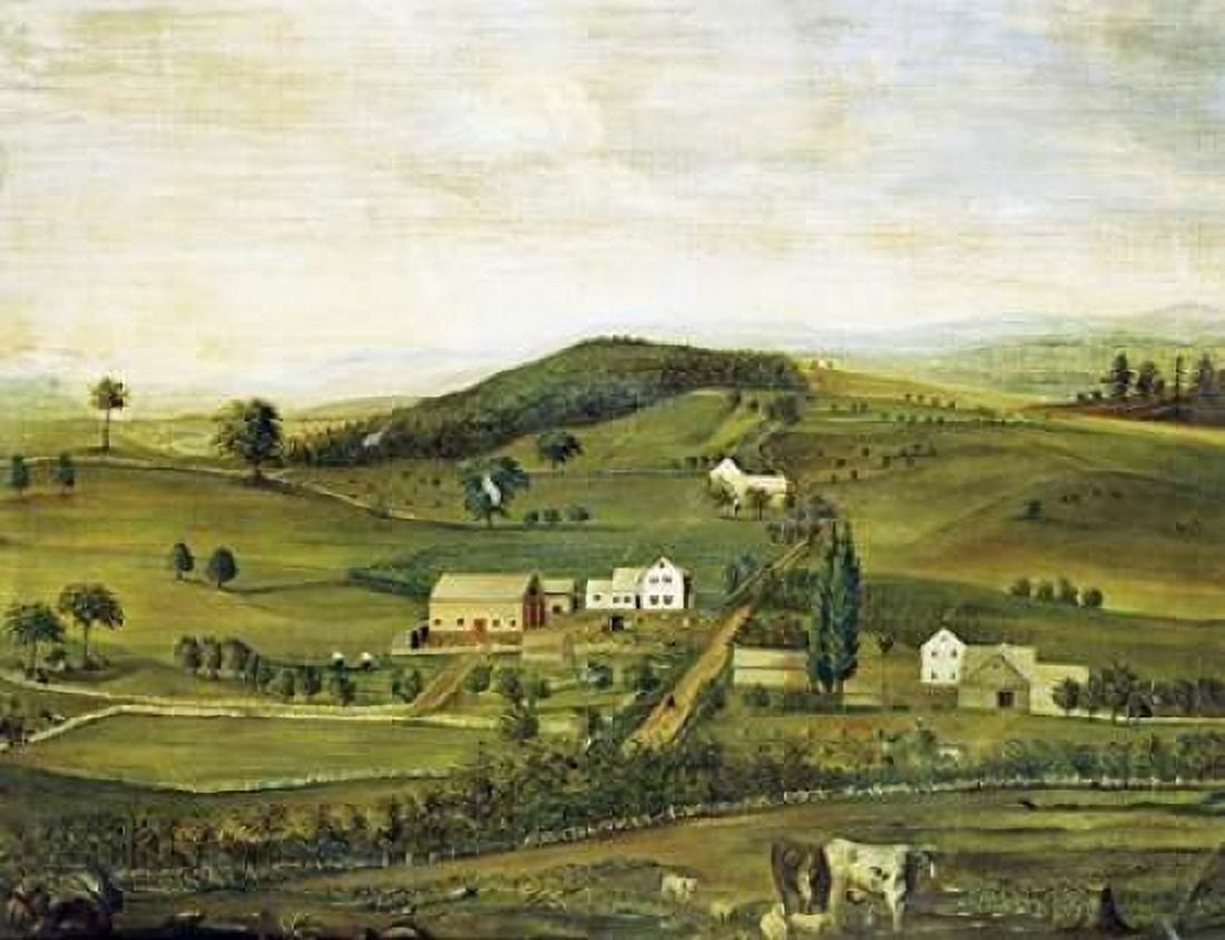 An American Farm Fall View From The East Canvas Art - American School (22 x 28)