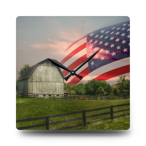 U R There Photography An American Farm II Rustic Farmhouse Acrylic Analog Wall Clock