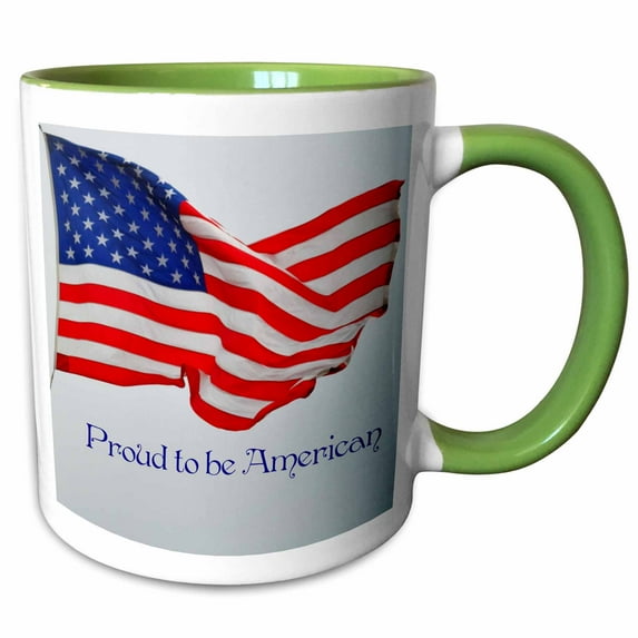3drose, an American Flag-proud to Be American, 15oz Two-tone Green Mug