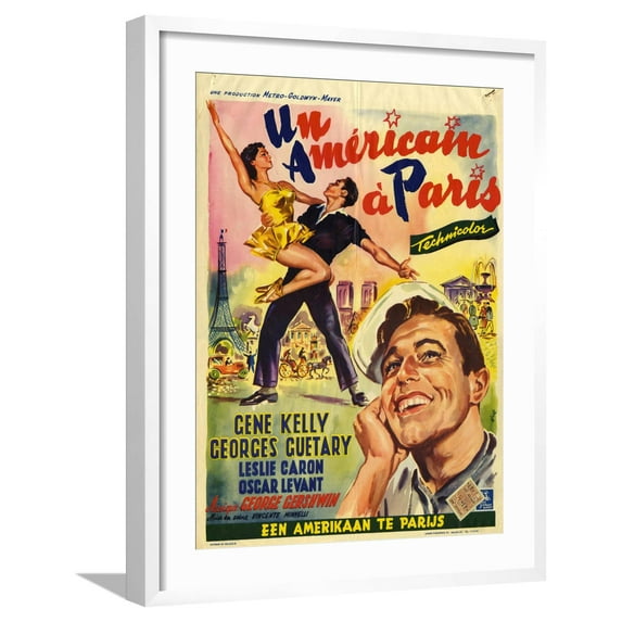 Art.com An American In Paris, Film Poster, 1950s Giclee Print, White Frame Wall Art, 23" x 29"