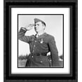 thumbnail image 1 of An American Ranger salutes the Briton who decorated him ; Photo, taken in French Morocco in the presence of President Roosevelt 20x24 Double Matted Black Ornate Framed Art Print, 1 of 2
