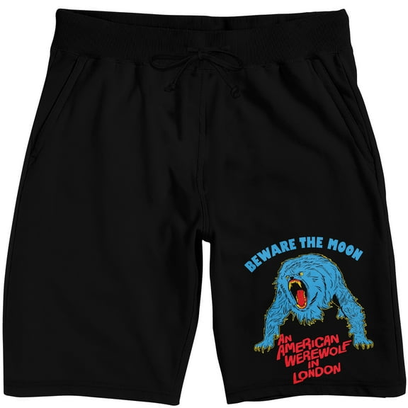 An American Werewolf In London Beware Werewolf Adult Black Sleep Pajama Shorts-XS